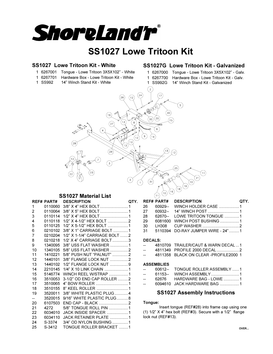 ShoreLand'r SS1027 User Manual | 2 pages