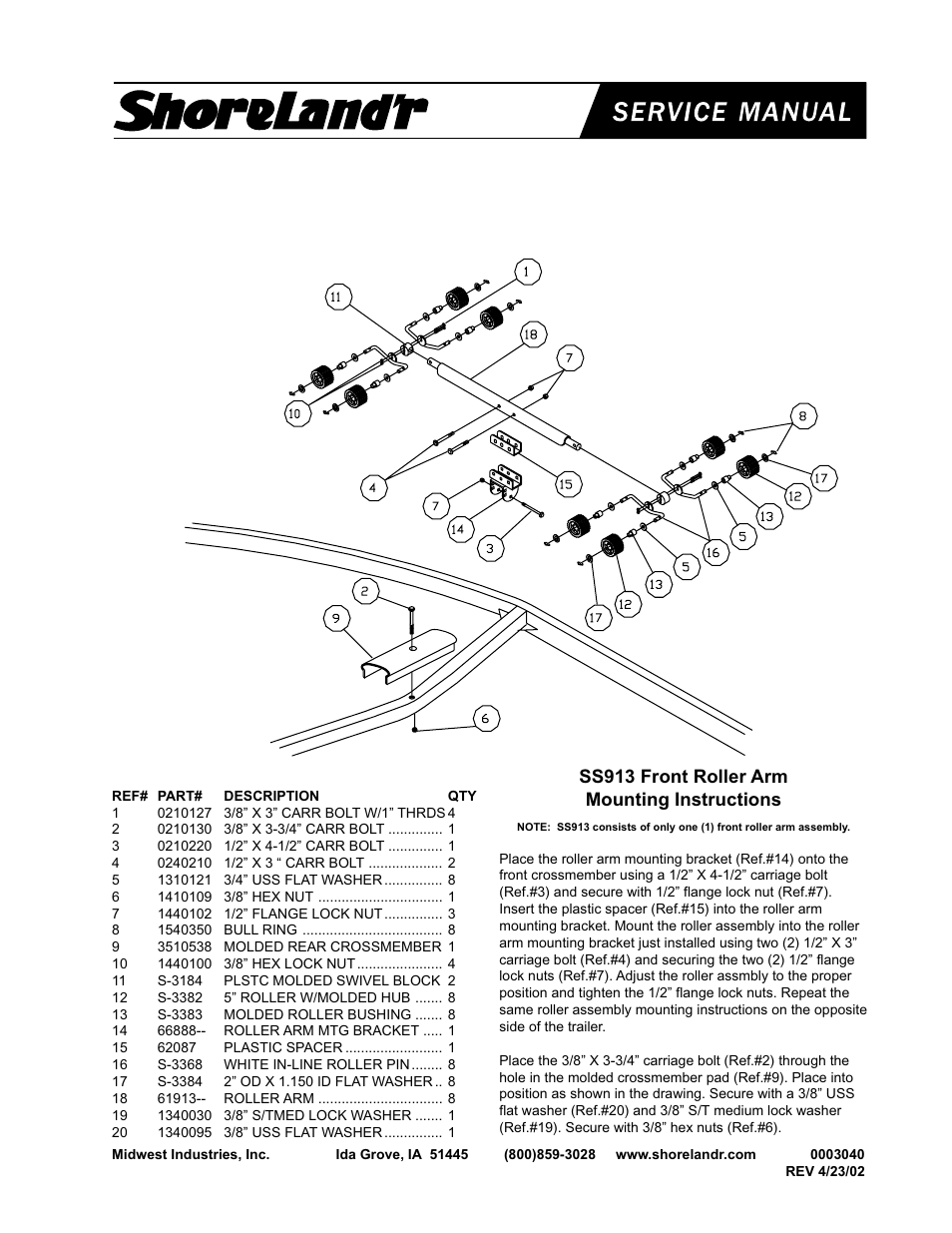 ShoreLand'r SS913 User Manual | 1 page