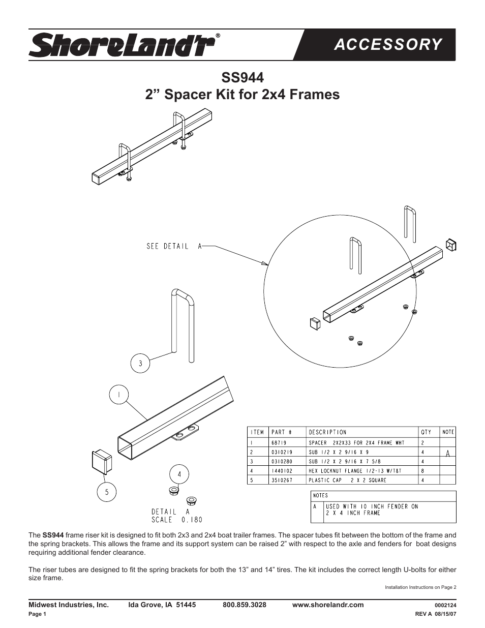 ShoreLand'r SS944 User Manual | 2 pages