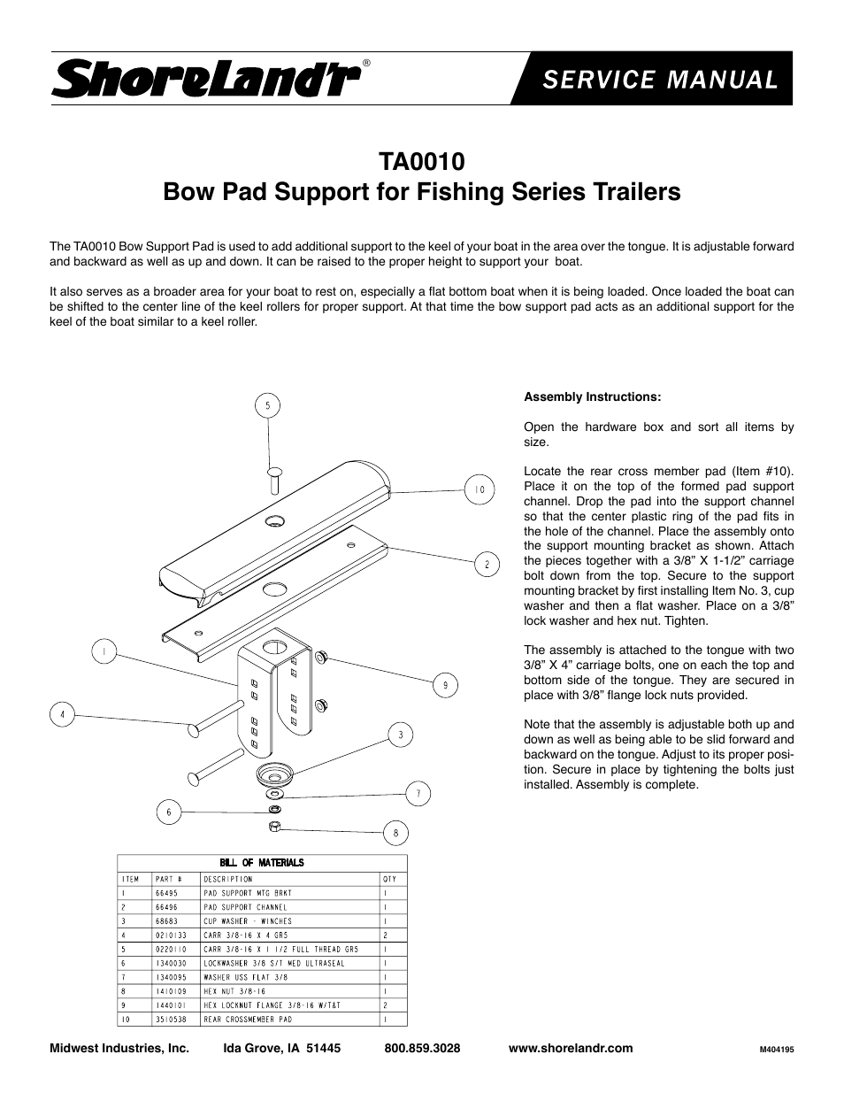 ShoreLand'r TA0010 User Manual | 1 page