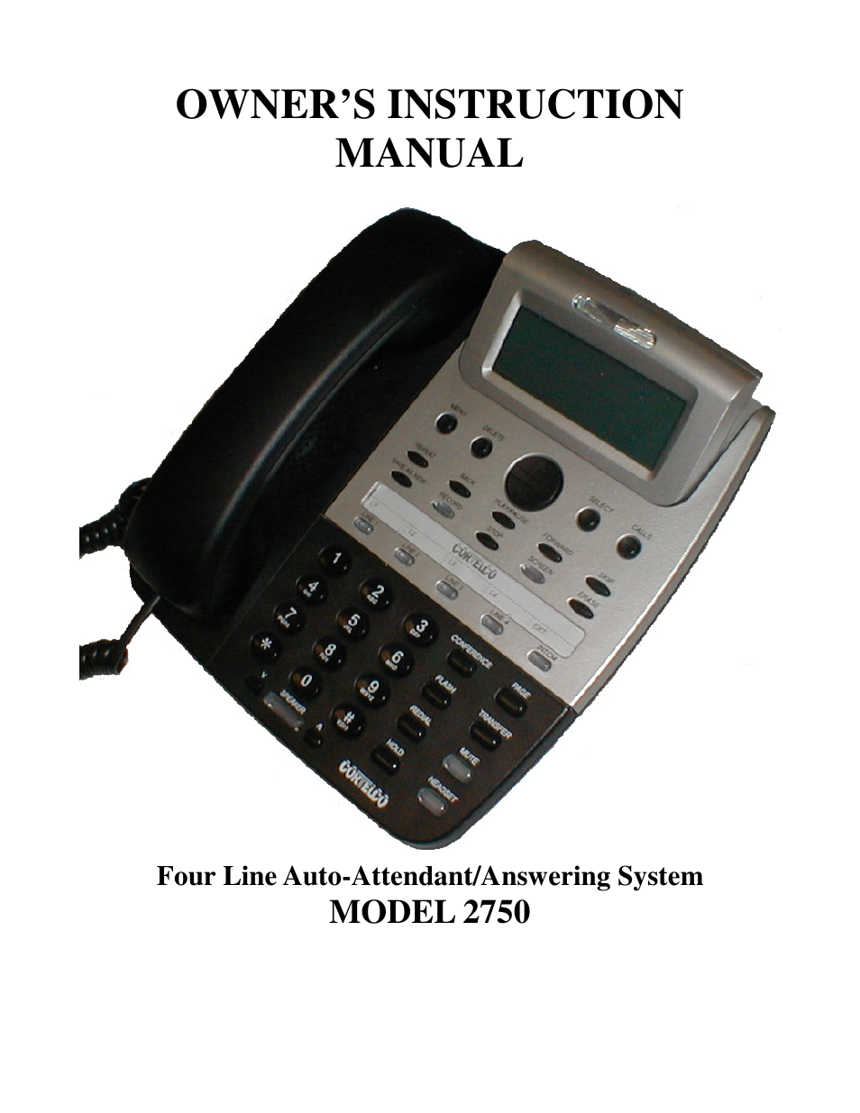 Cortelco 2750 User Manual | 58 pages