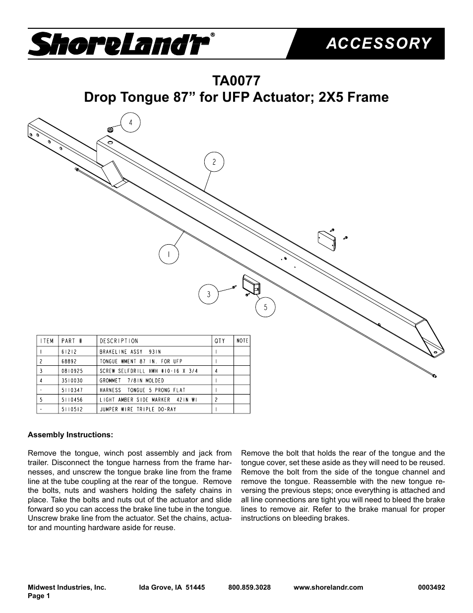 ShoreLand'r TA0077 User Manual | 1 page
