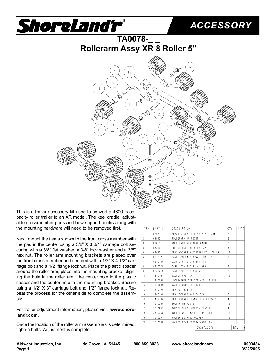 ShoreLand'r TA0078 User Manual | 1 page