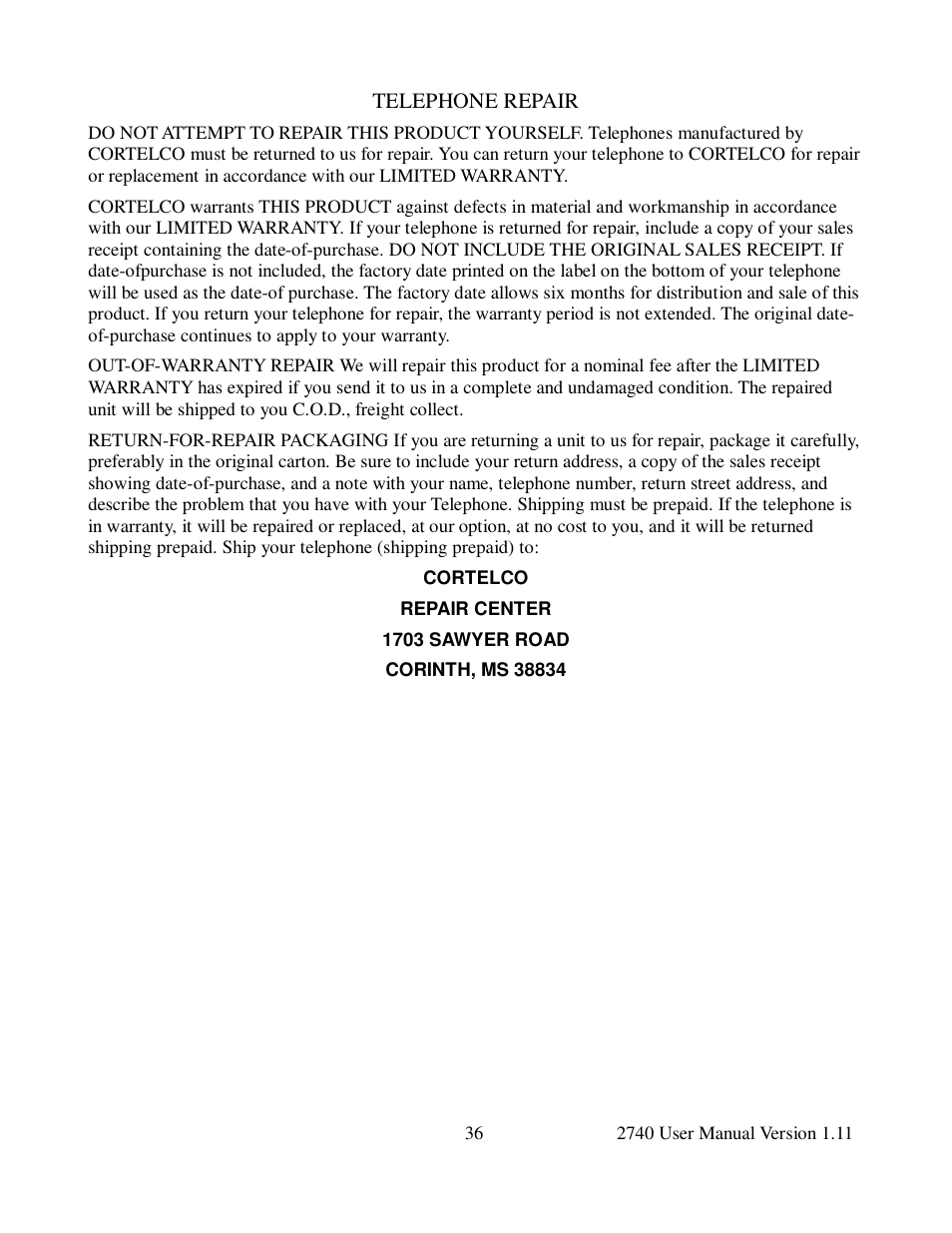 Cortelco 2740 User Manual | Page 41 / 42