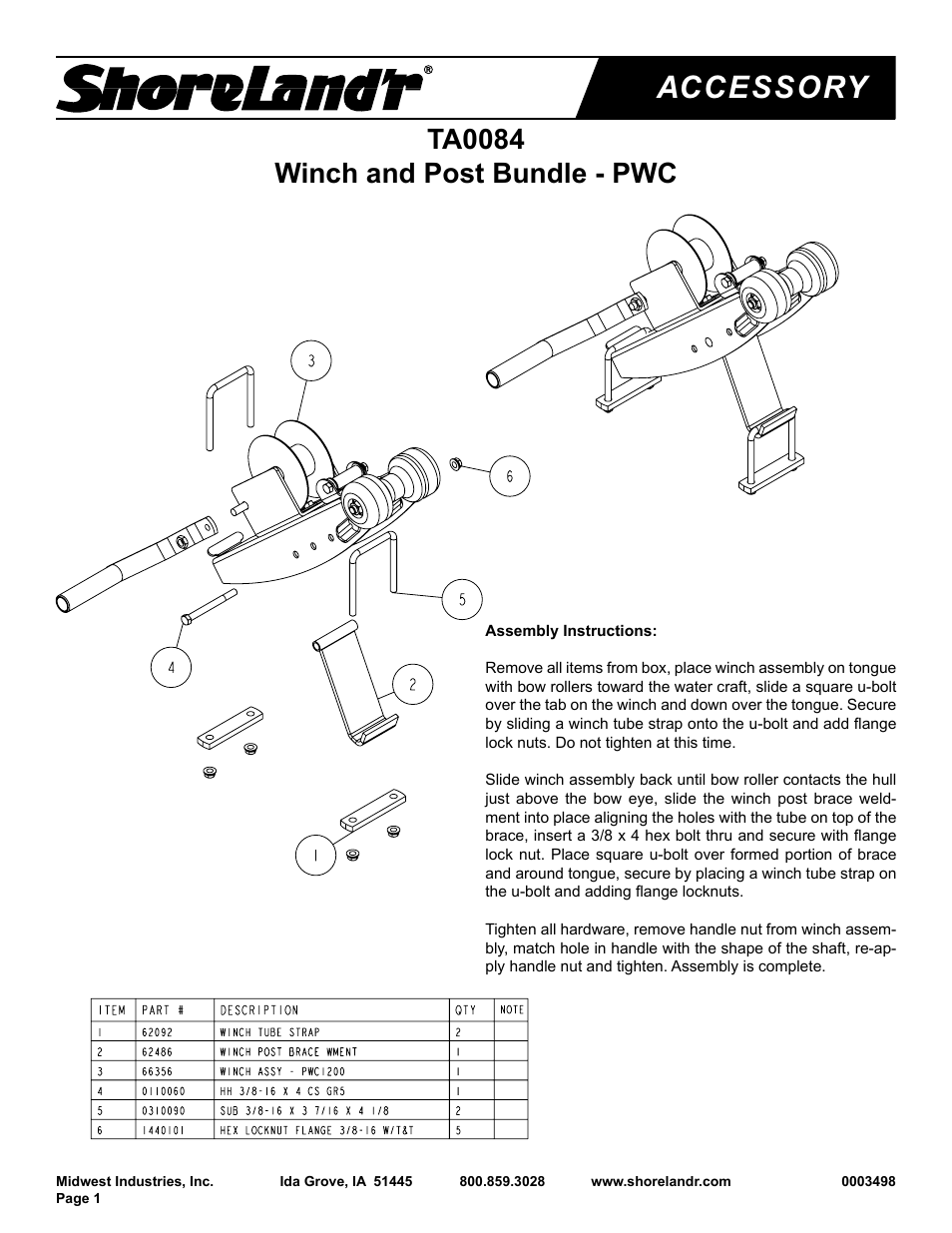 ShoreLand'r TA0084 User Manual | 1 page