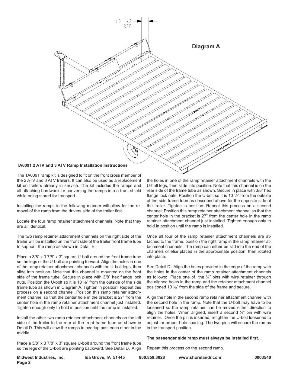 Diagram a | ShoreLand'r TA0091 User Manual | Page 2 / 4