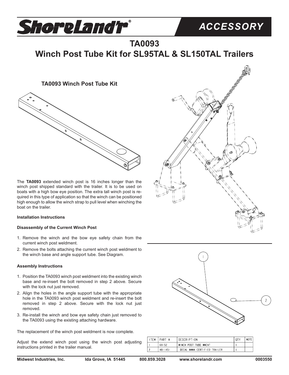 ShoreLand'r TA0093 User Manual | 1 page