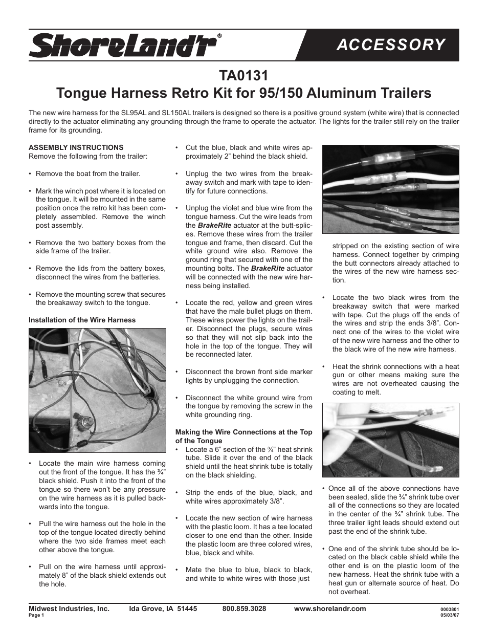 ShoreLand'r TA0131 User Manual | 2 pages