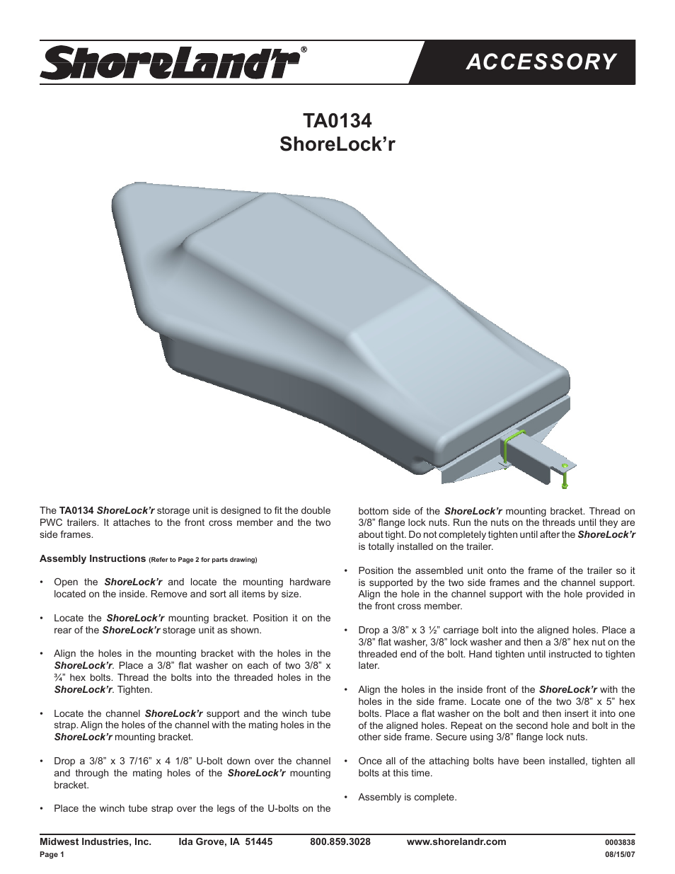 ShoreLand'r TA0134 User Manual | 2 pages