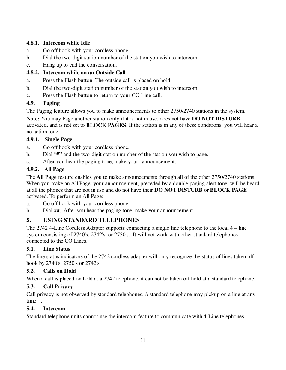 Cortelco FOUR LINE CORDLESS ANALOG ADAPTER 2742 User Manual | Page 14 / 21