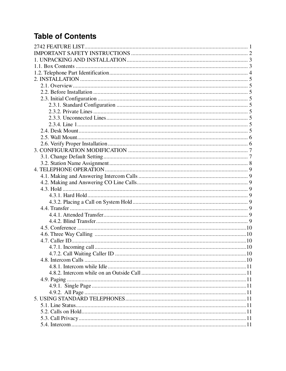 Cortelco FOUR LINE CORDLESS ANALOG ADAPTER 2742 User Manual | Page 2 / 21