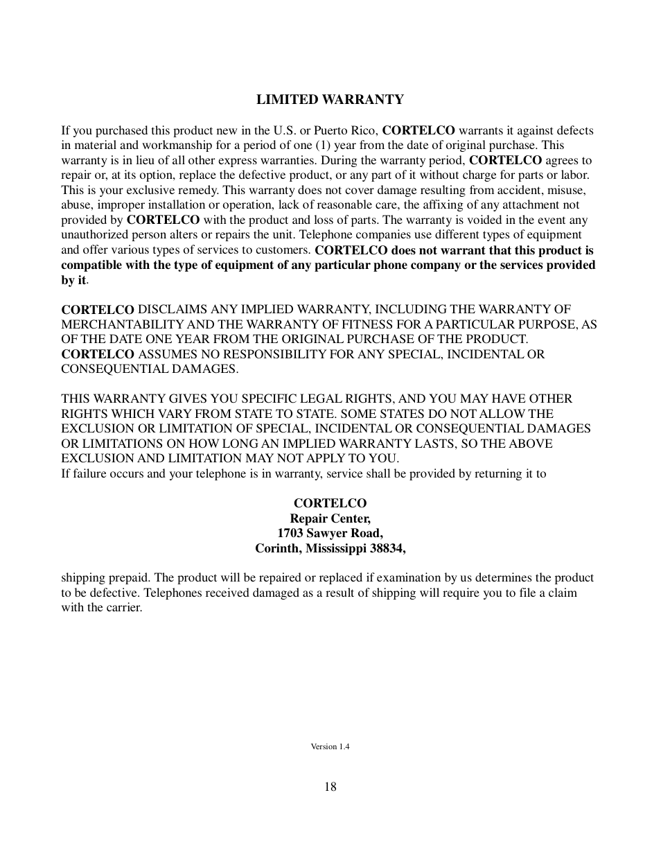 Cortelco FOUR LINE CORDLESS ANALOG ADAPTER 2742 User Manual | Page 21 / 21
