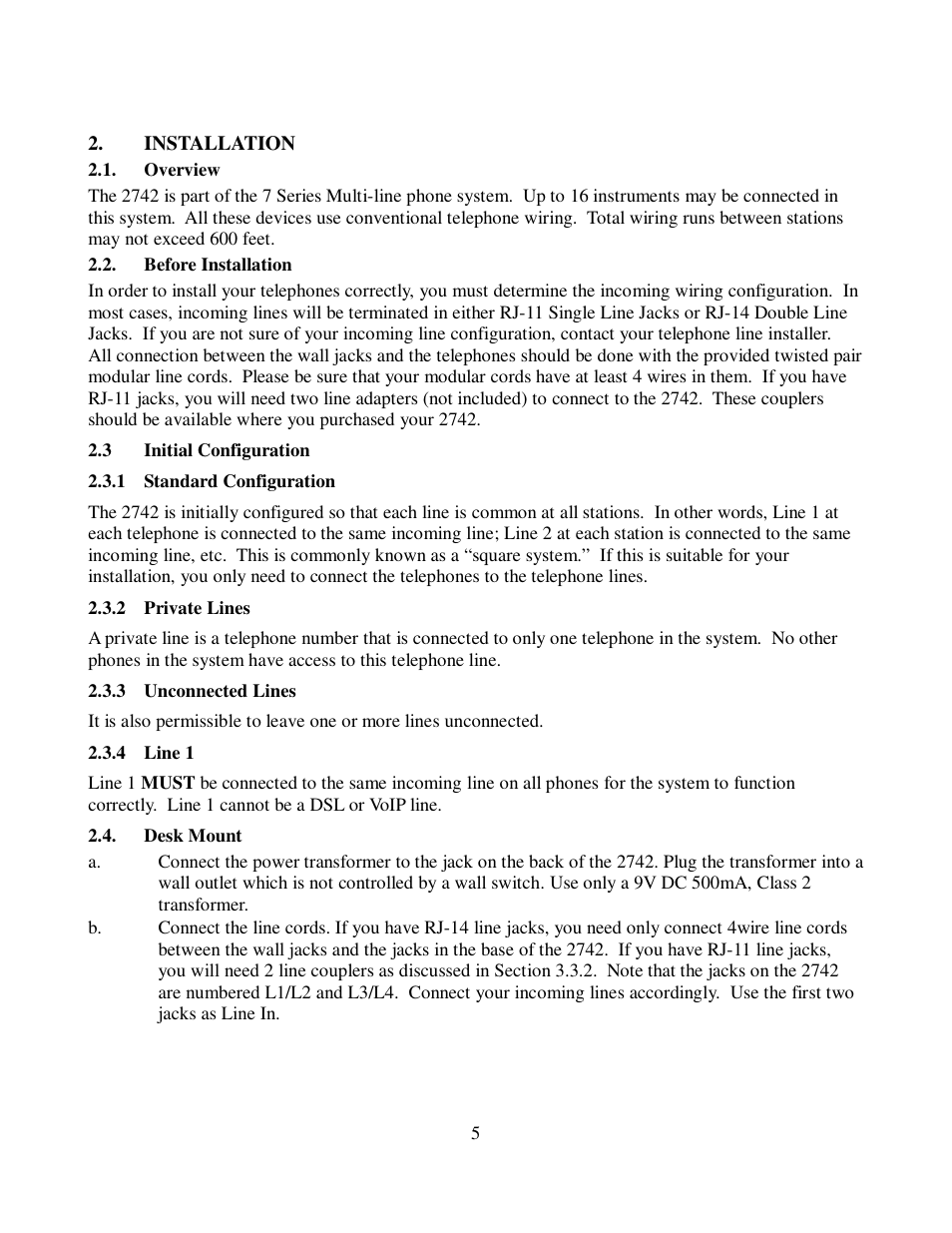 Cortelco FOUR LINE CORDLESS ANALOG ADAPTER 2742 User Manual | Page 8 / 21