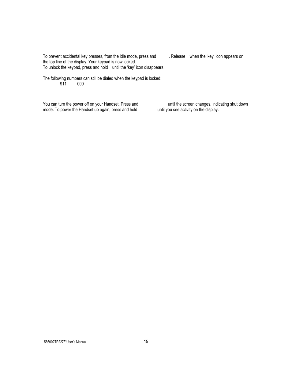 20 key lock, 21 handset power, Key lock | Handset power | Cortelco 586002-TP2-27F User Manual | Page 15 / 20