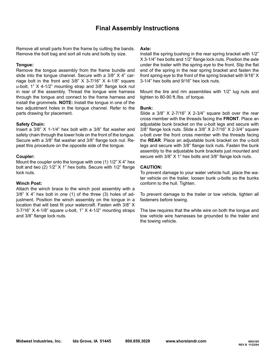 Final assembly instructions | ShoreLand'r PWC1000 V.1 User Manual | Page 4 / 4