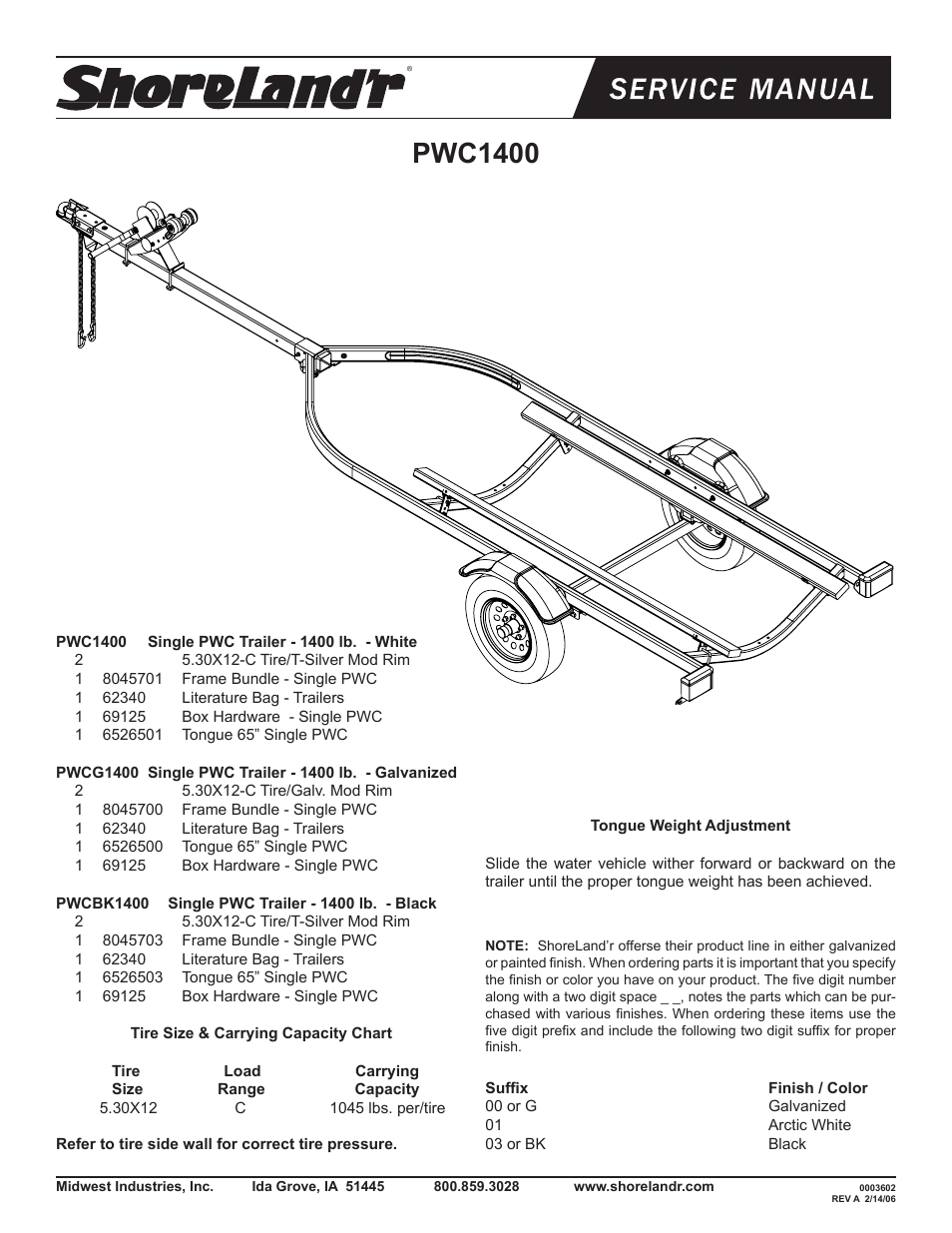 ShoreLand'r PWC1400 V.2 User Manual | 4 pages