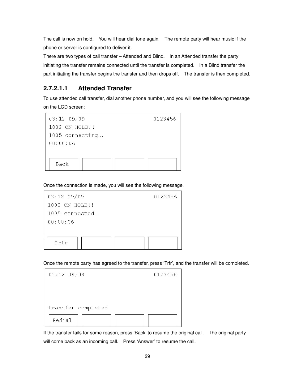 1 attended transfer | Cortelco 2757 User Manual | Page 29 / 58