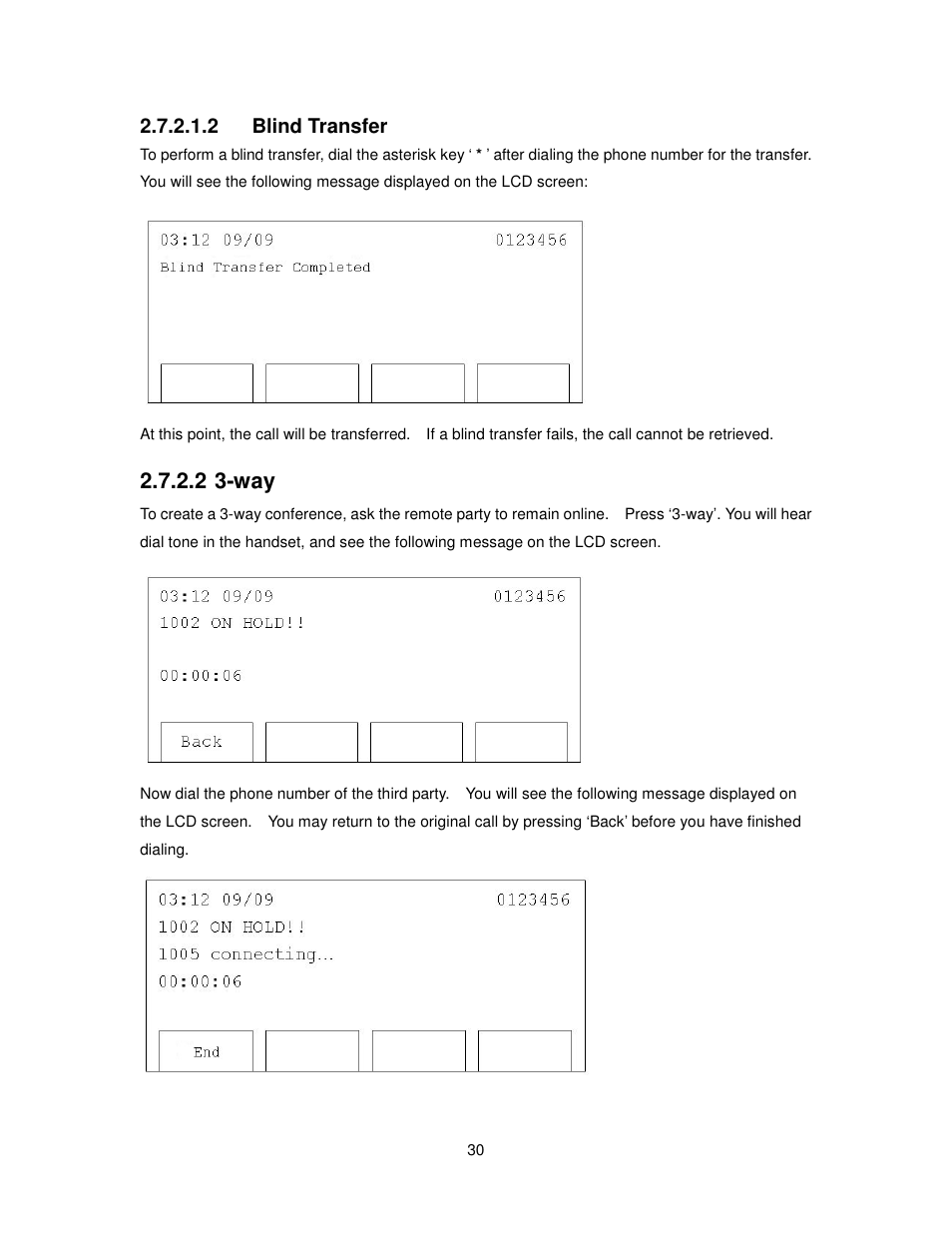 2 3-way, 2 blind transfer | Cortelco 2757 User Manual | Page 30 / 58