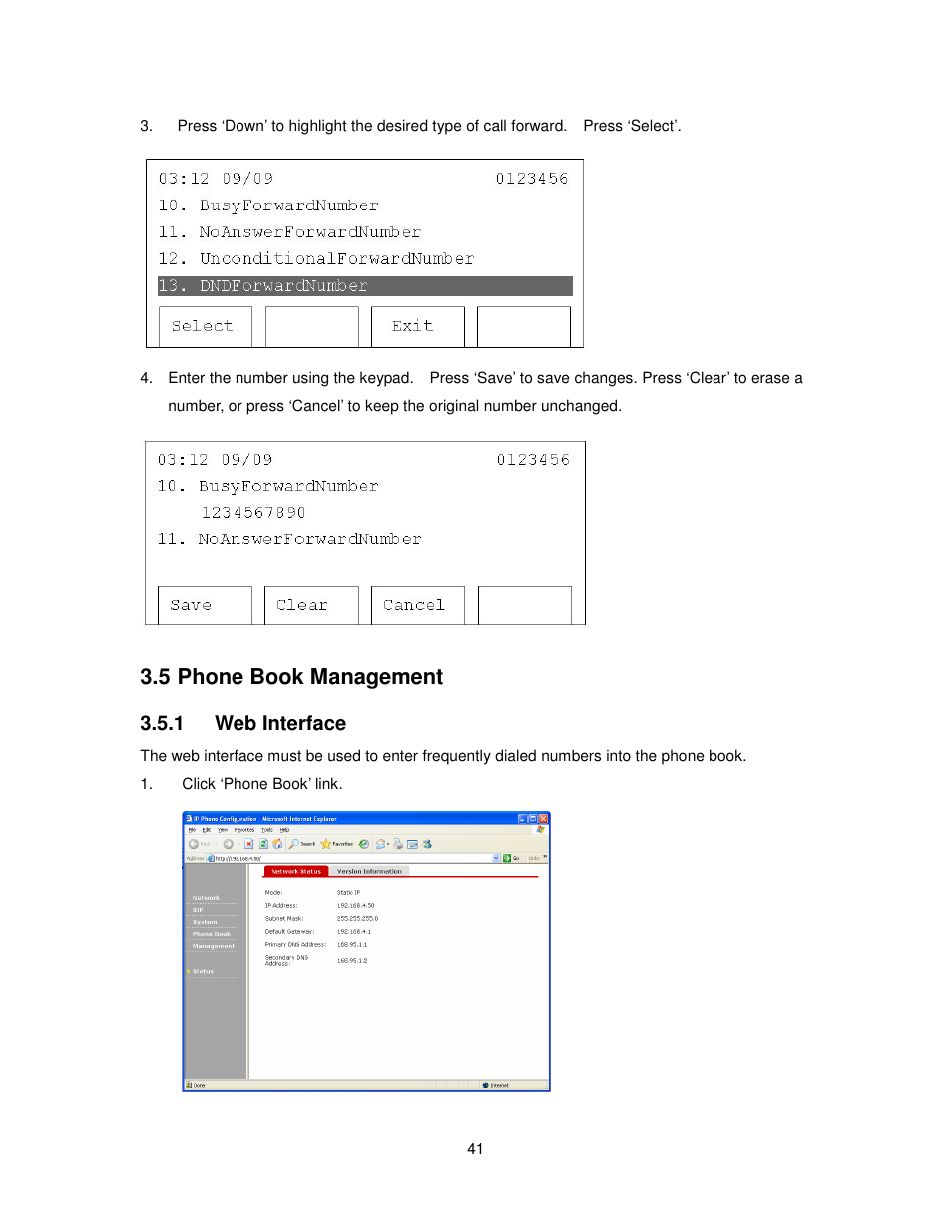 5 phone book management, 1 web interface | Cortelco 2757 User Manual | Page 41 / 58