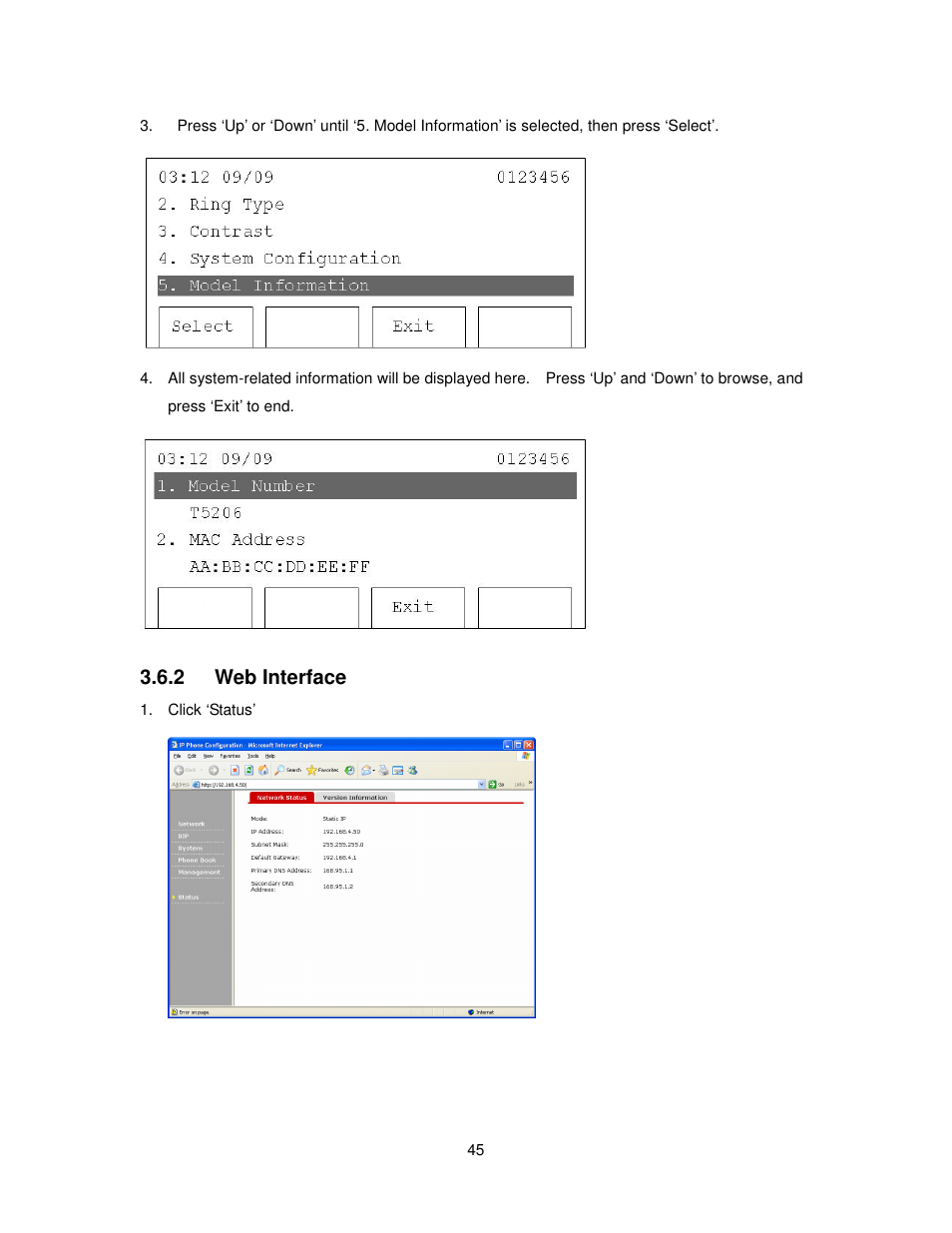 2 web interface | Cortelco 2757 User Manual | Page 45 / 58