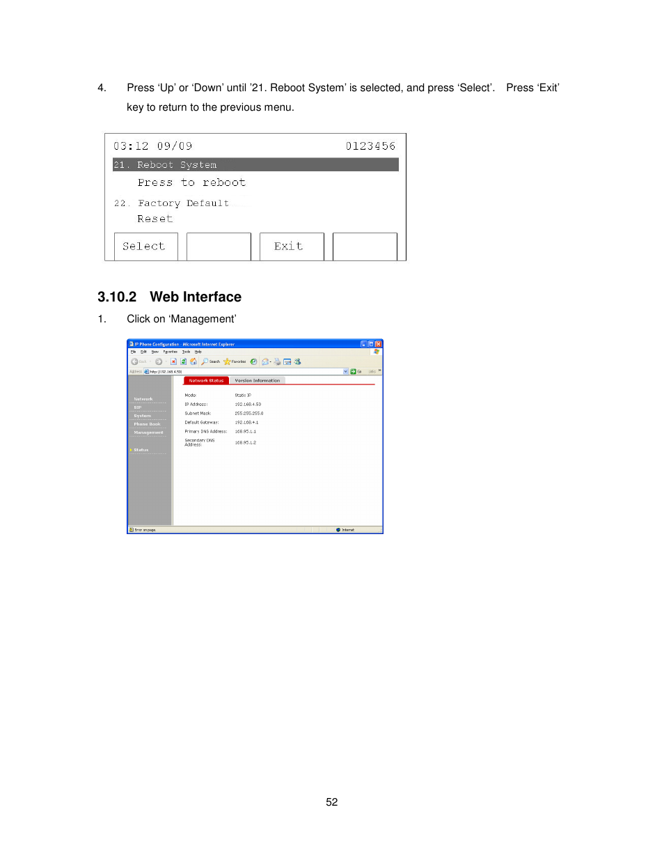 2 web interface | Cortelco 2757 User Manual | Page 52 / 58