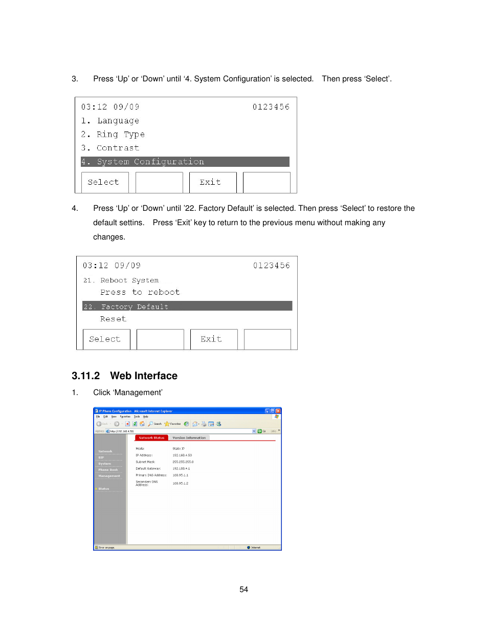 2 web interface | Cortelco 2757 User Manual | Page 54 / 58