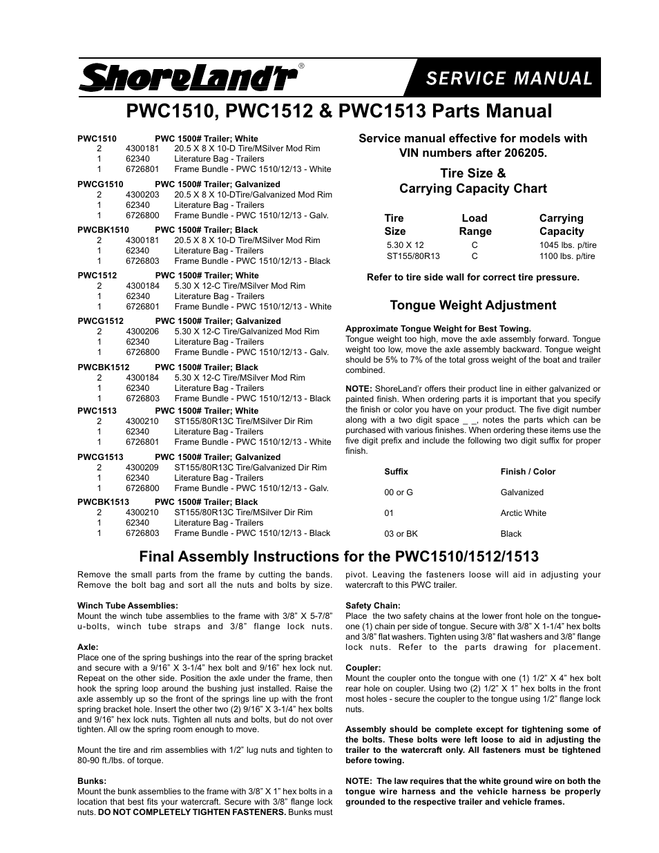 ShoreLand'r PWC1512 V.1 User Manual | 6 pages