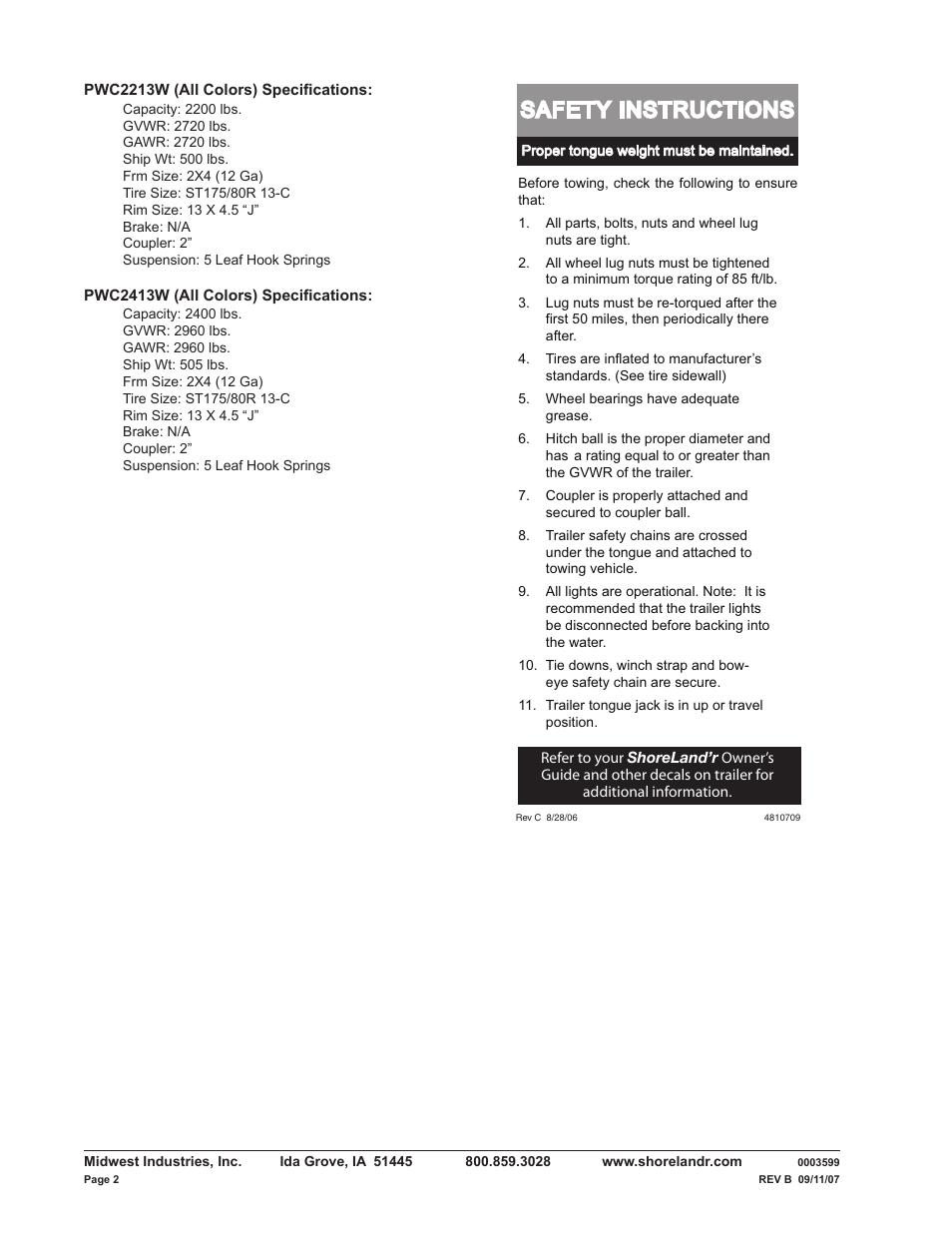 Safety instructions | ShoreLand'r PWC2213W V.2 User Manual | Page 2 / 8