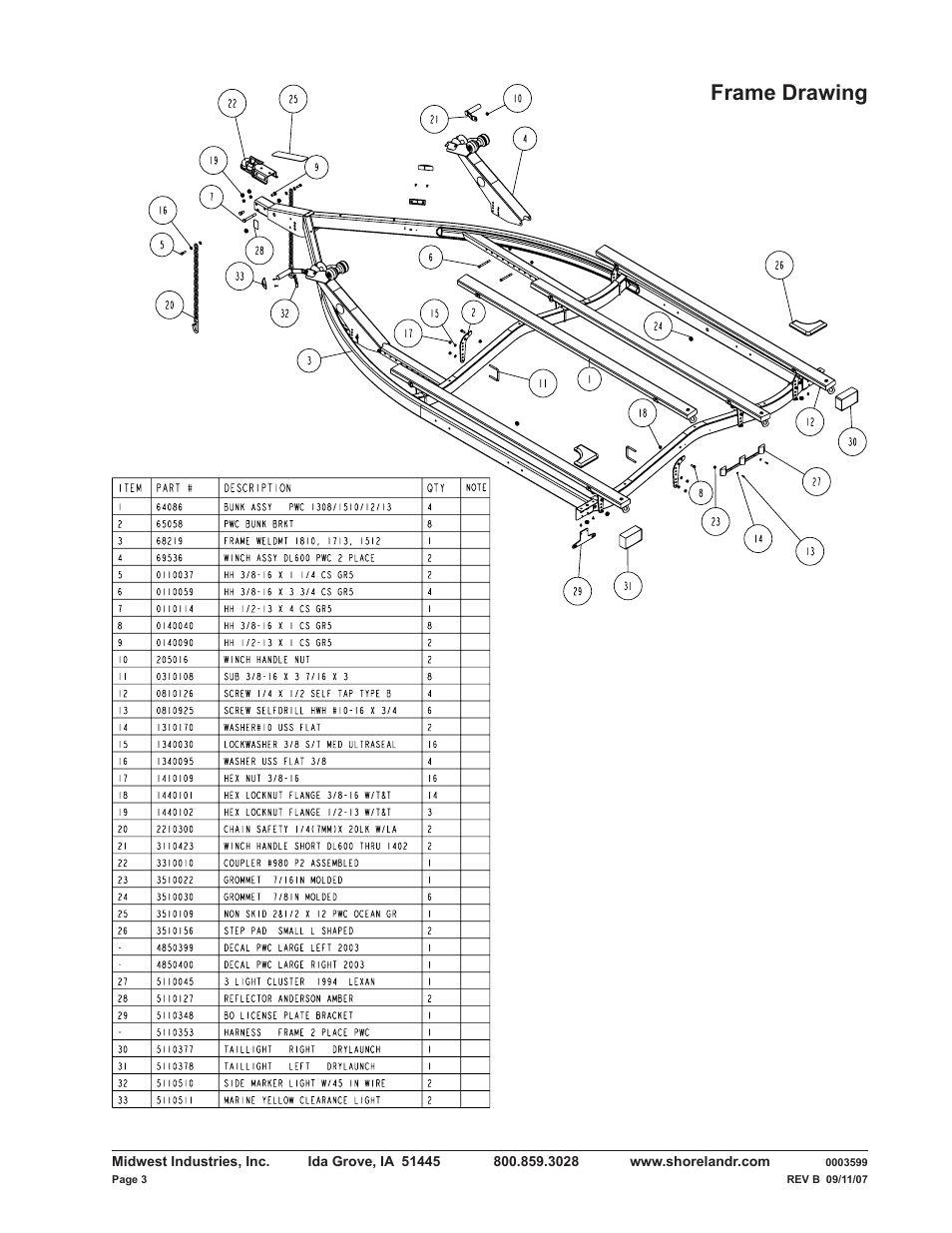 Frame drawing | ShoreLand'r PWC2213W V.2 User Manual | Page 3 / 8