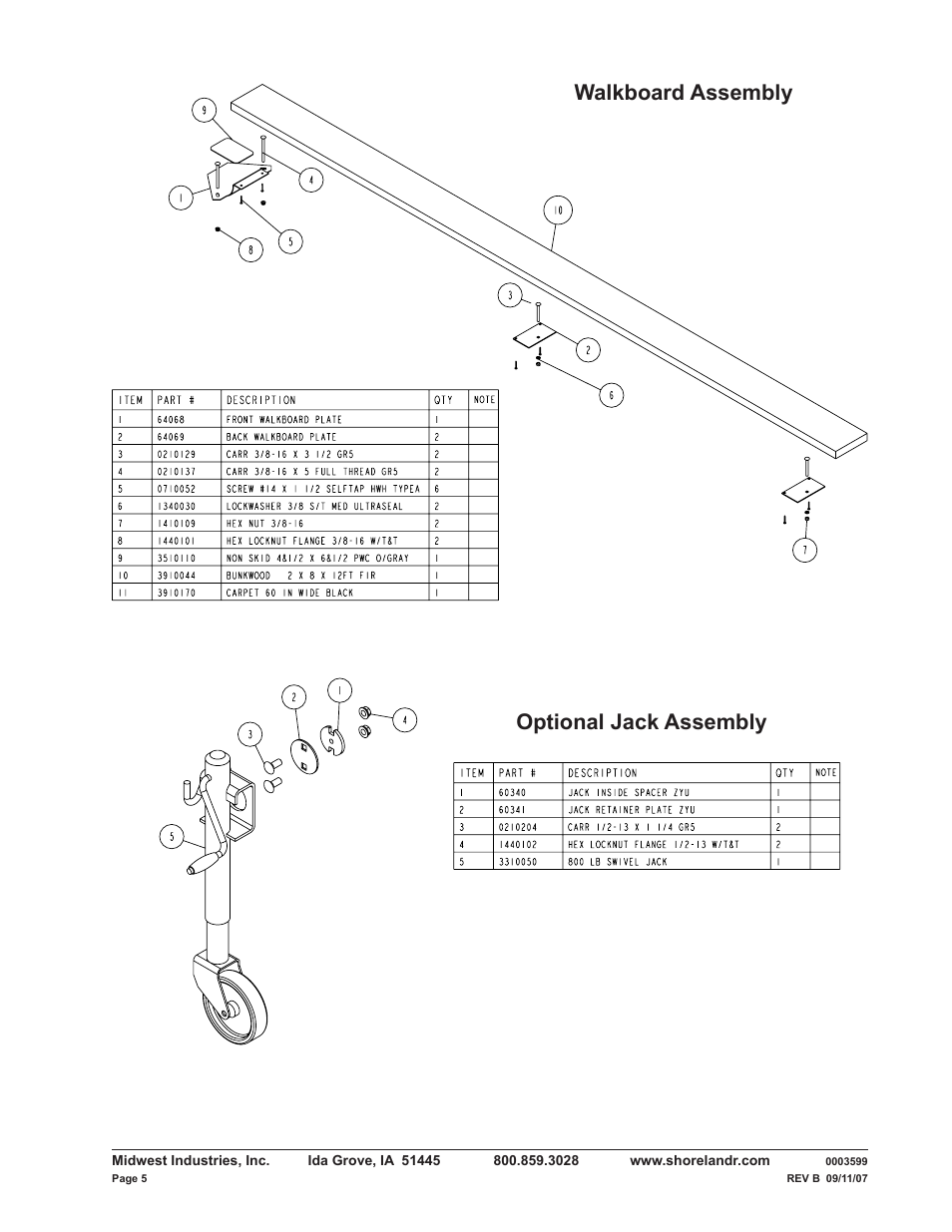 Walkboard assembly optional jack assembly | ShoreLand'r PWC2213W V.2 User Manual | Page 5 / 8