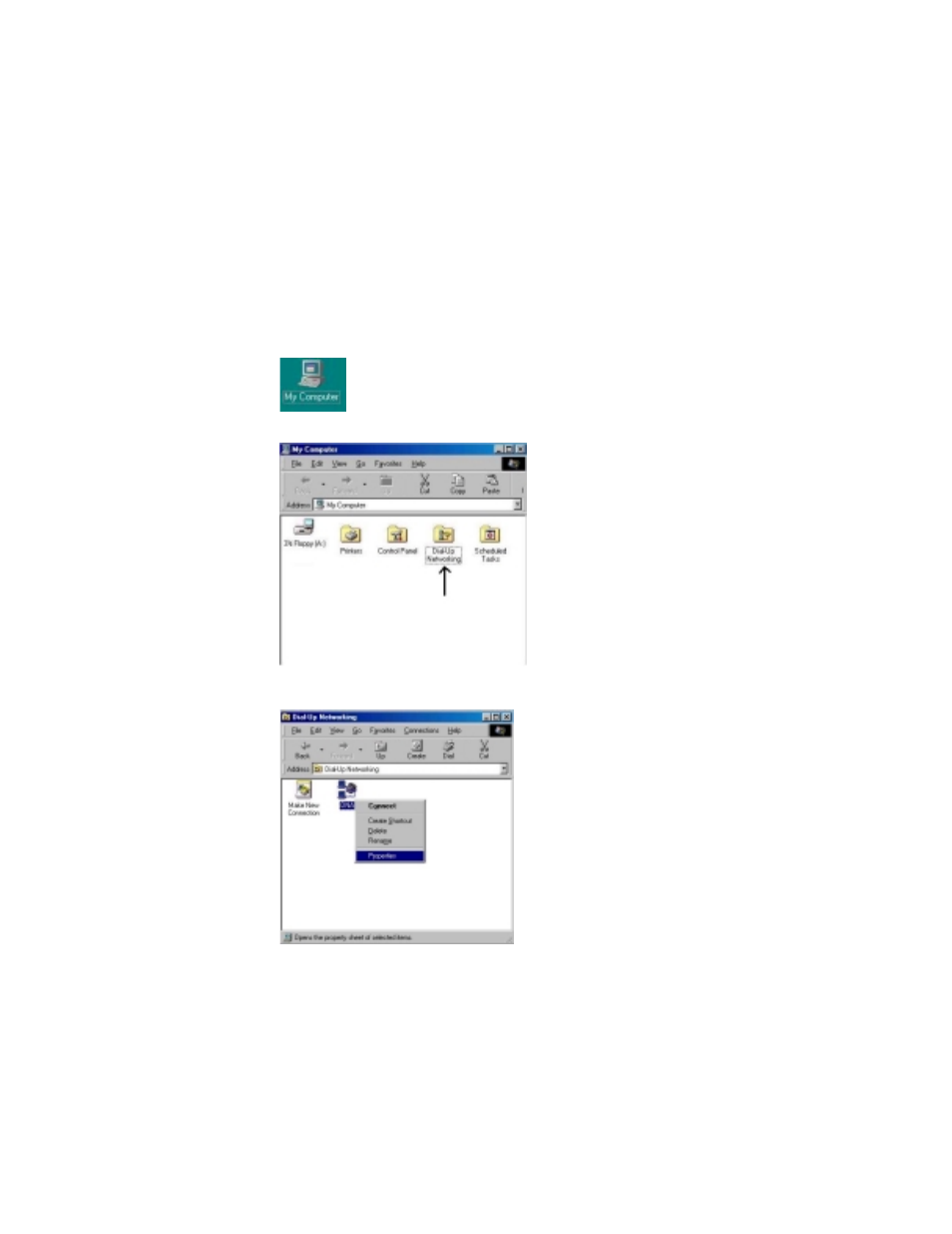 Locating a host modem phone number (windows 98) | Cortelco network adaptor User Manual | Page 12 / 25