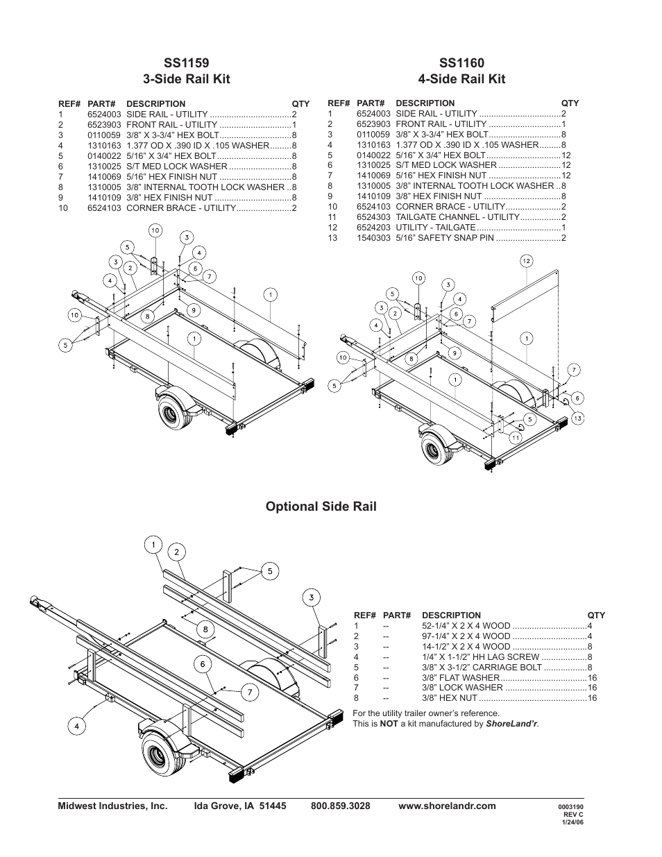 Optional side rail | ShoreLand'r 1400U User Manual | Page 4 / 4