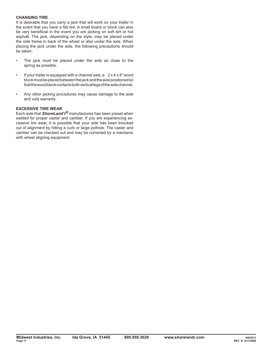 ShoreLand'r Powersports Trailer 2008 User Manual | Page 17 / 18
