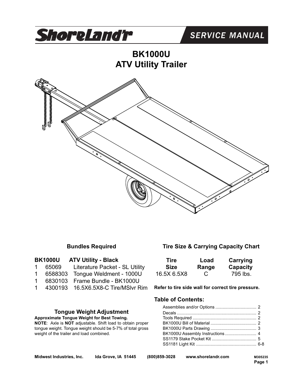 ShoreLand'r BK1000U V.2 User Manual | 8 pages