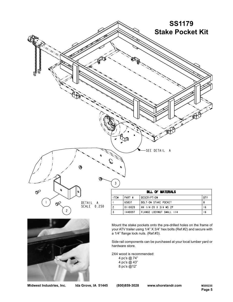 Ss1179 stake pocket kit | ShoreLand'r BK1000U V.2 User Manual | Page 5 / 8