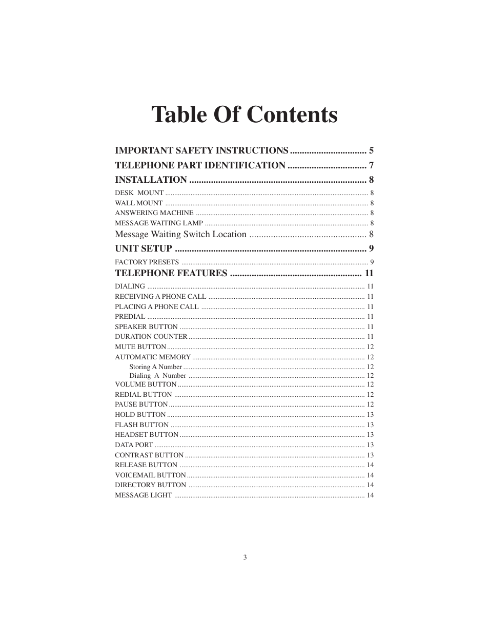 Cortelco 2730 User Manual | Page 3 / 24