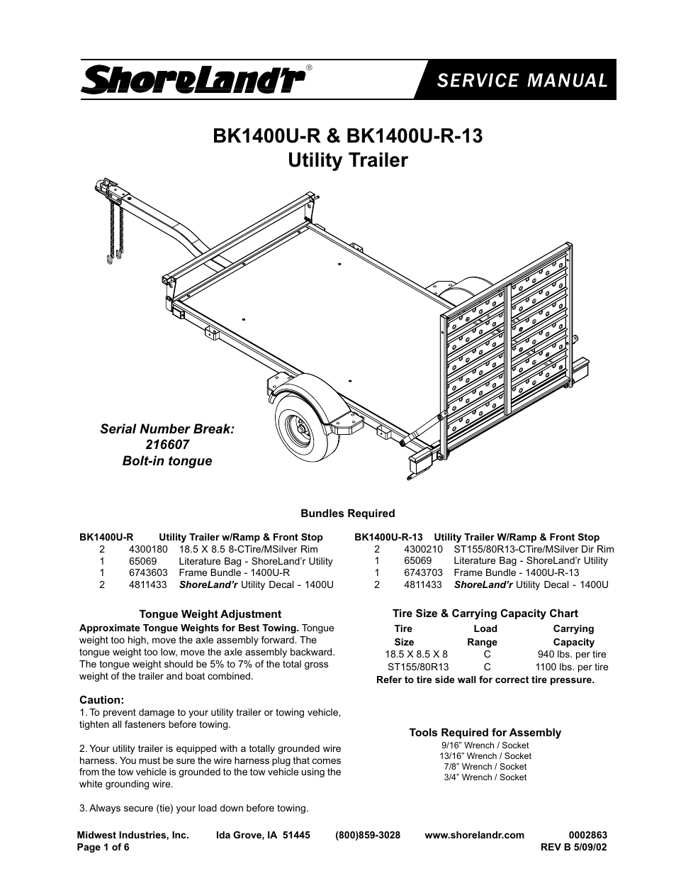 ShoreLand'r BK1400UR User Manual | 6 pages