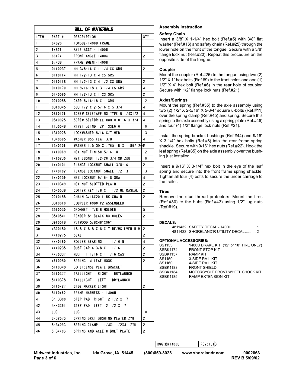 ShoreLand'r BK1400UR User Manual | Page 3 / 6