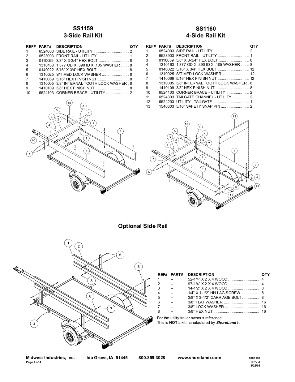 Optional side rail | ShoreLand'r BK1400US-R V.1 User Manual | Page 4 / 4