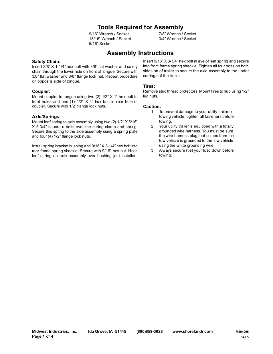 Tools required for assembly, Assembly instructions | ShoreLand'r BK2200US-R V.2 User Manual | Page 7 / 7
