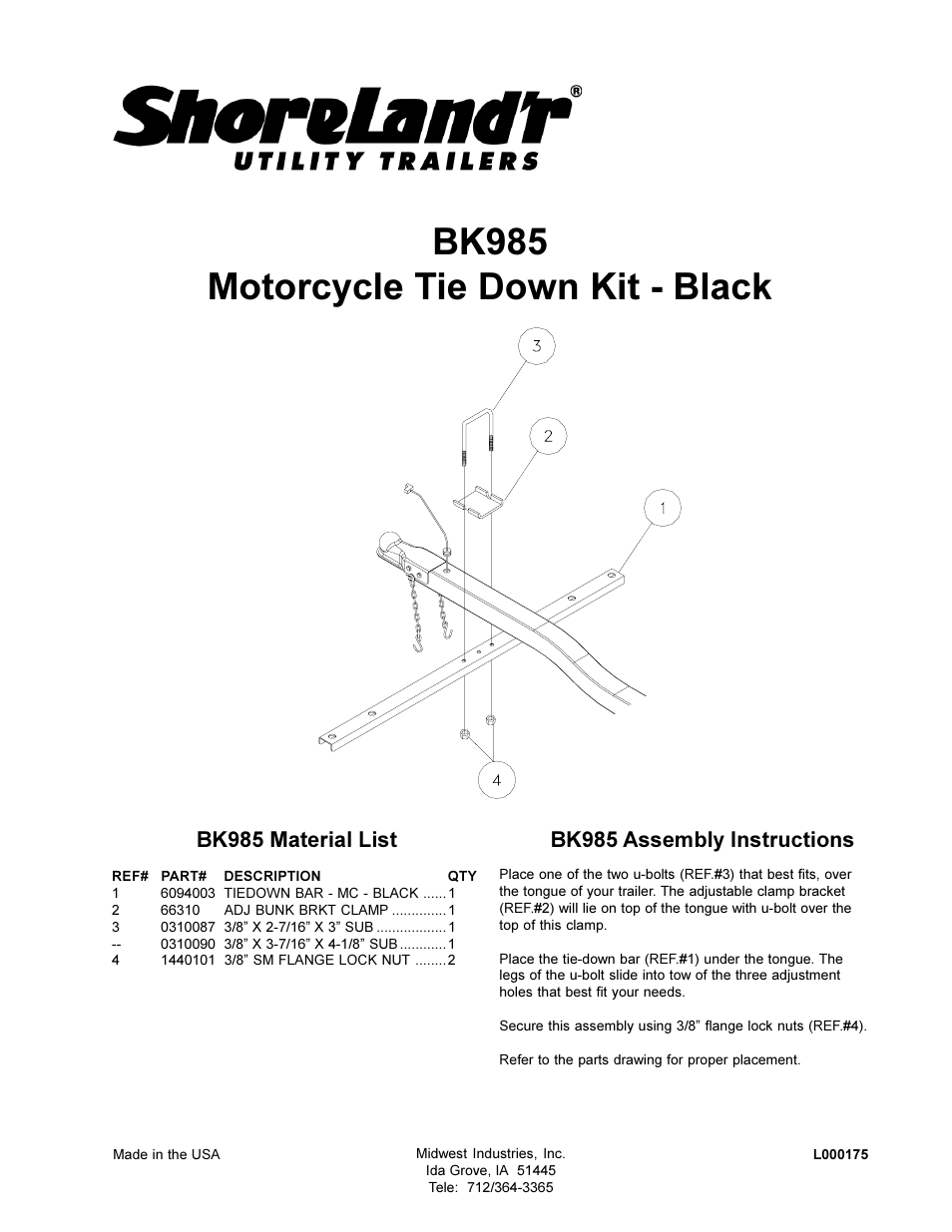 ShoreLand'r BK985 User Manual | 1 page