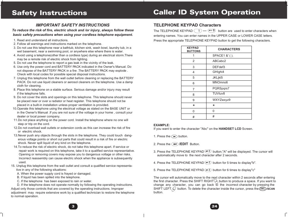 Т³гж 10, Safety instructions, Caller id system operation | Cortelco 730901-TP2-27F User Manual | Page 10 / 20