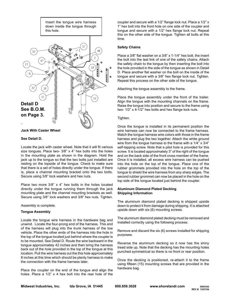 Detail d see b.o.m. on page 3 | ShoreLand'r MC2000-03 V.2 User Manual | Page 4 / 8