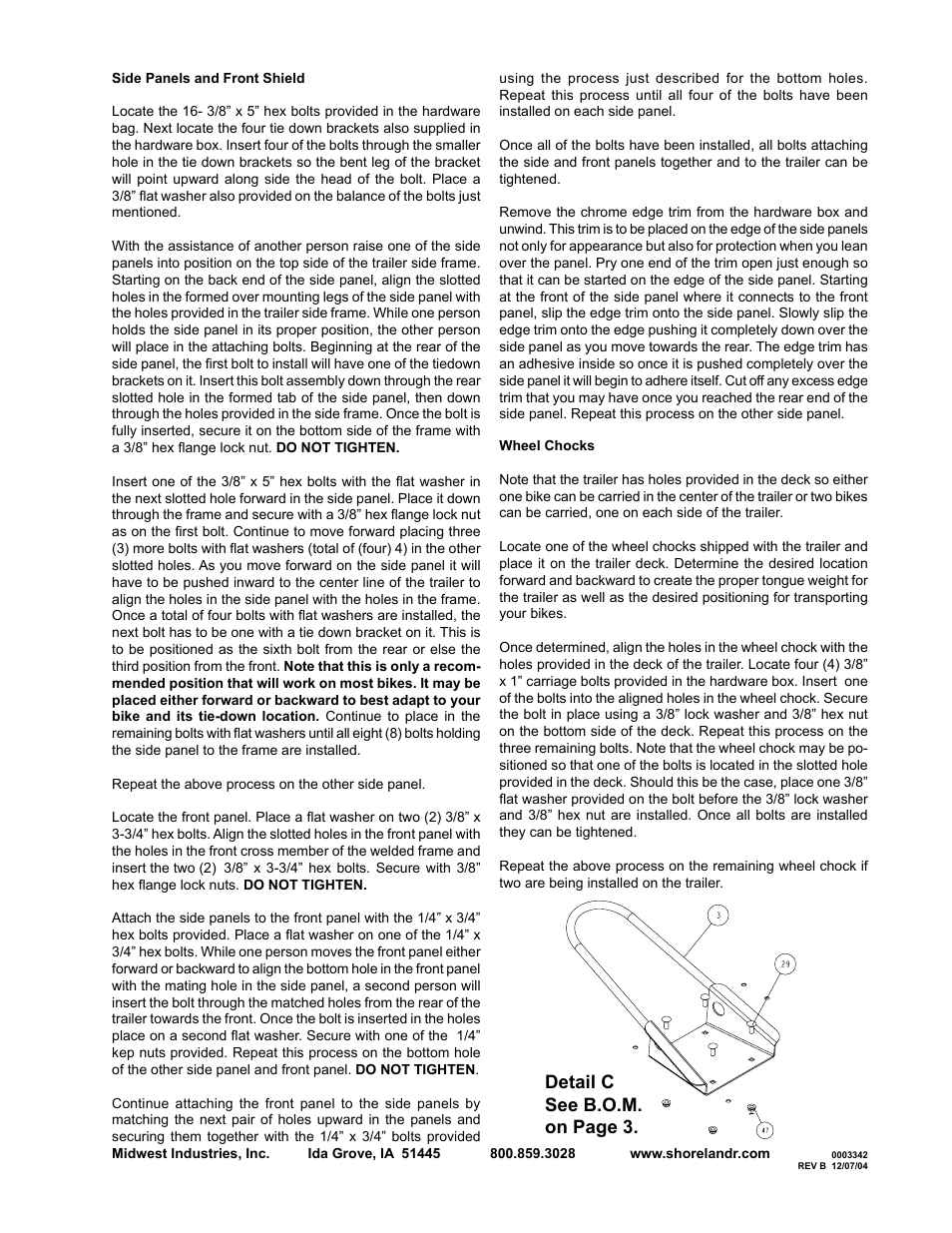 Detail c see b.o.m. on page 3 | ShoreLand'r MC2000-03 V.2 User Manual | Page 5 / 8