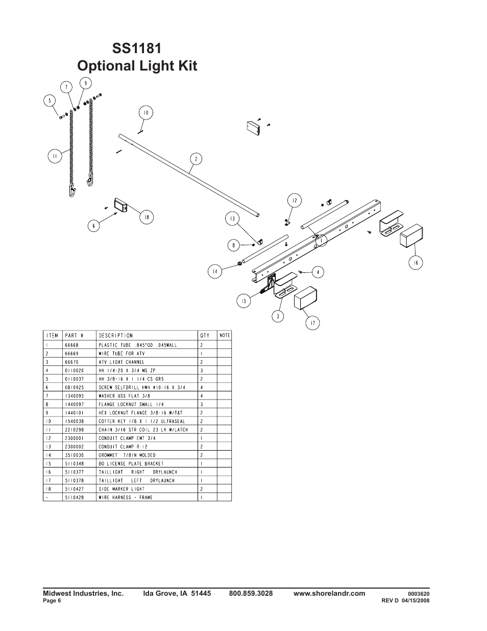 Ss1181 optional light kit | ShoreLand'r PS4X6 User Manual | Page 6 / 8