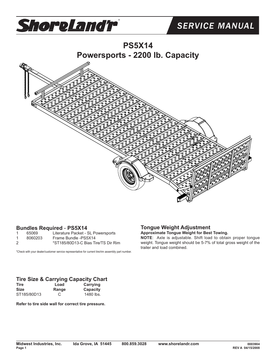 ShoreLand'r PS5X14 User Manual | 4 pages