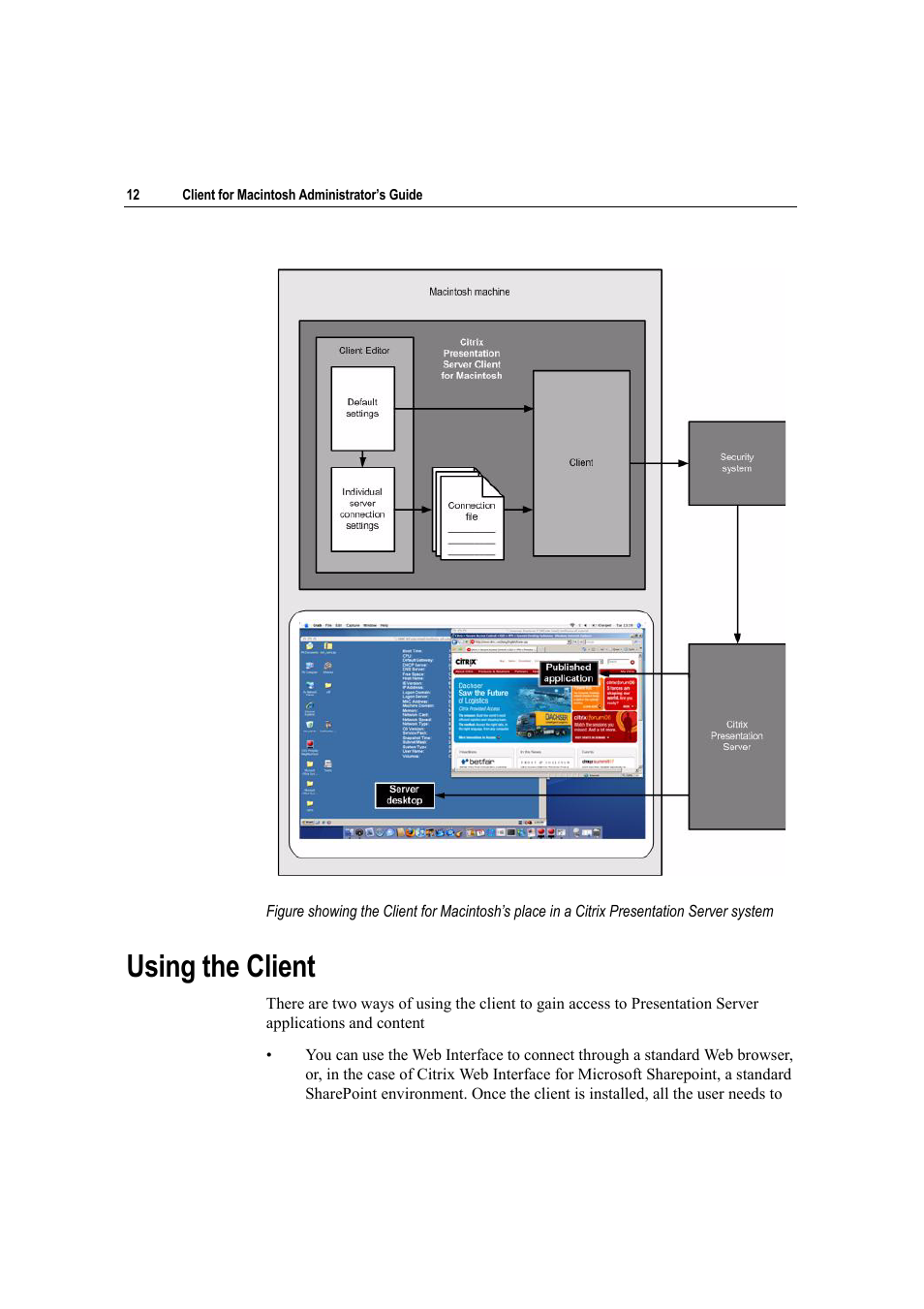 Using the client | Citrix Systems Citrix Presentation Client for Macintosh 10 User Manual | Page 12 / 68