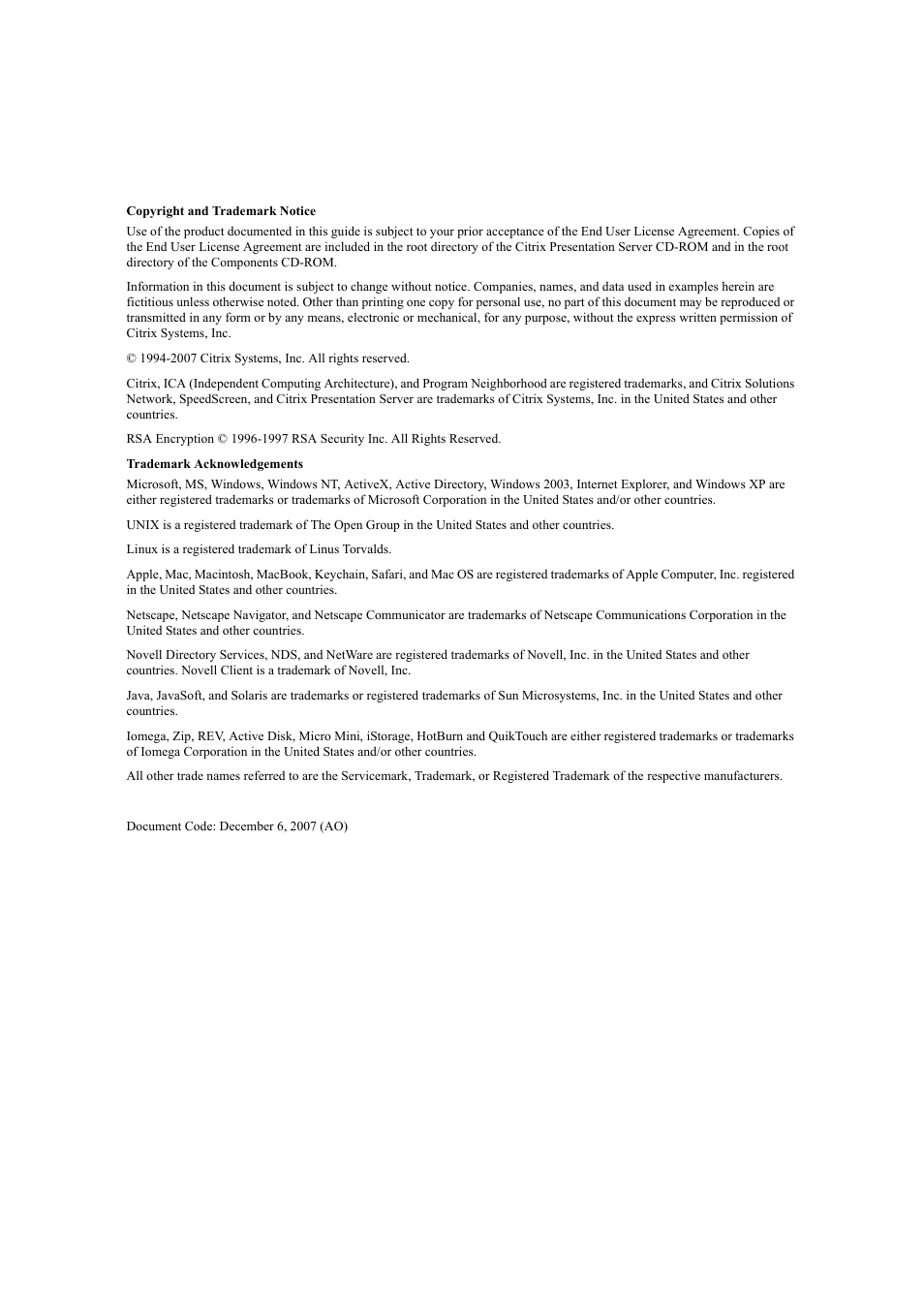 Citrix Systems Citrix Presentation Client for Macintosh 10 User Manual | Page 2 / 68