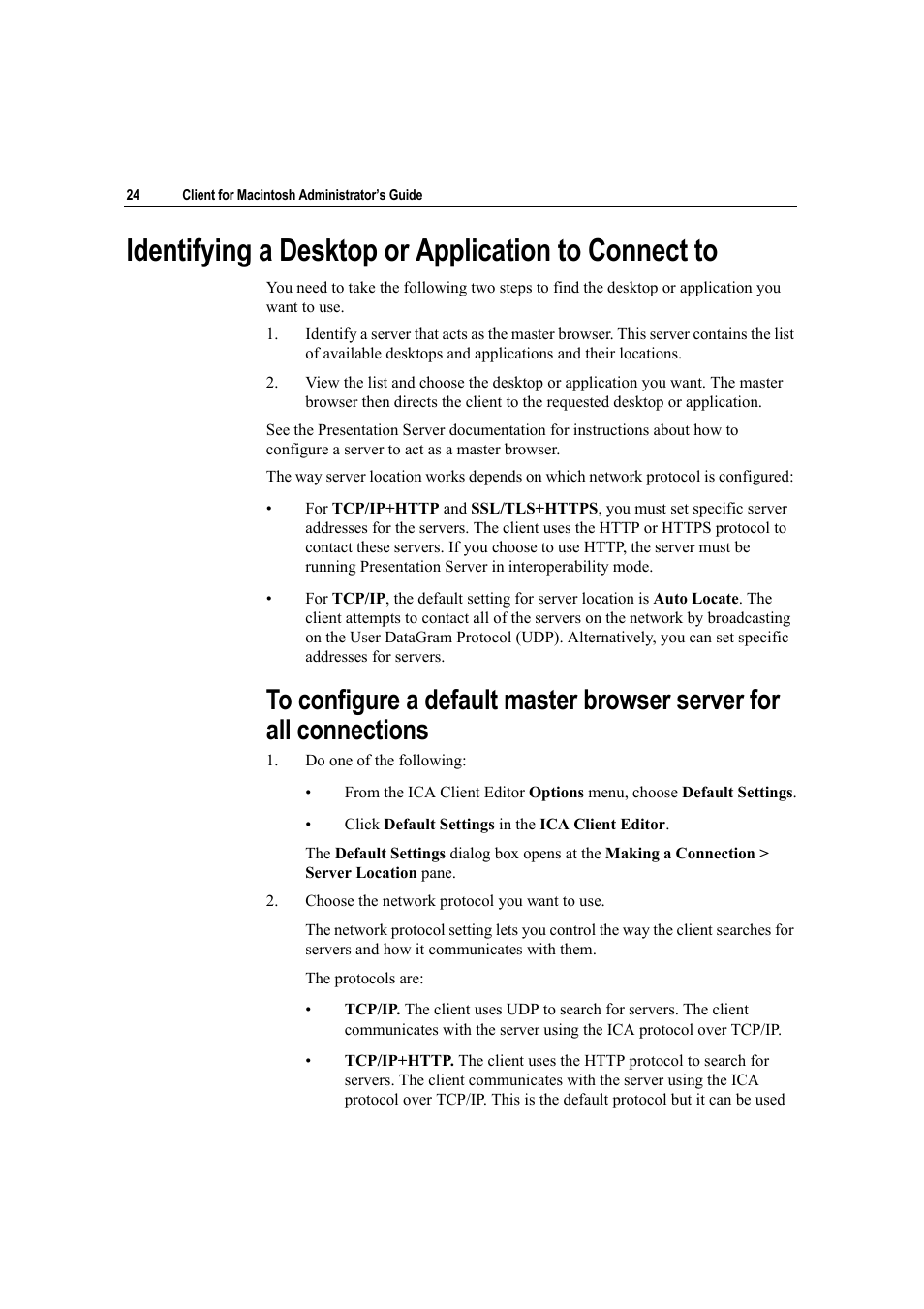 Identifying a desktop or application to connect to | Citrix Systems Citrix Presentation Client for Macintosh 10 User Manual | Page 24 / 68