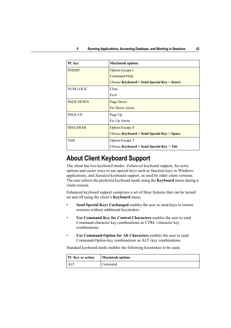 About client keyboard support | Citrix Systems Citrix Presentation Client for Macintosh 10 User Manual | Page 43 / 68